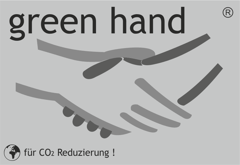 green hand Label für CO2 Reduzierung
